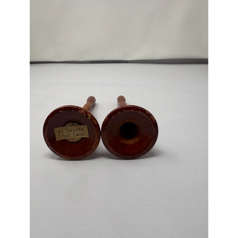 Vintage‎ Brown American Dinner Handcrafted Wood Handle Bell Salt & Pepper Shaker